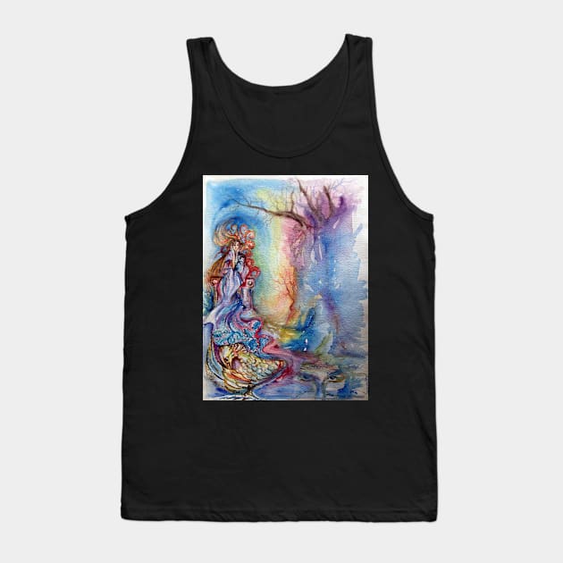 LADY OF THE LAKE  / Magic and Mystery Fantasy Watercolor Tank Top by BulganLumini